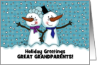Elder Snowpeople Couple Merry Christmas to Great Grandparents card