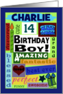 Happy Birthday Name and Age Specific Charlie 14 Good Word Subway Art card