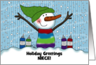 Snowman Snow Cone Customizable Name Merry Christmas for Niece card