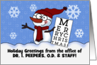 Snowman Eye Chart Customize Merry Christmas from Optometrist Office card