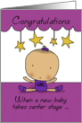 Whimsical Baby Girl Congratulations on New Baby Center Stage card