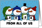 Four Snowmen Customizable Happy New Year 2024 from All of Us card