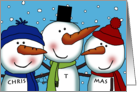 Three Snowmen Merry Christmas for Triplets card
