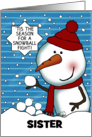Snowman Snowball Fight Customizable Merry Christmas for Sister card
