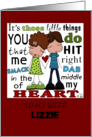 Smack Dab Cute Couple Customizable Name Happy Valentine’s Day for Wife card