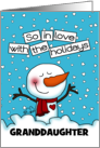 Loving Snowman Customizable Merry Christmas for Granddaughter card