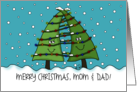 Lighted Christmas Trees Customizable Merry Christmas for Parents card