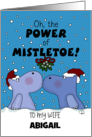 Hippos Under Mistletoe Customizable Merry Christmas for Wife Abigail card
