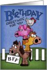 Birthday for BFF Farm Animal Pile Up card