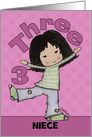 Customizable Birthday for Three Year Old Niece- Happy Asian Girl card