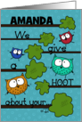Customizable Birthday for Amanda We Give a Hoot Owls in Tree Limbs card