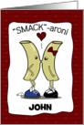 Personalized Valentine’s Day John Smack aroni Kissing Macaroni Pasta card