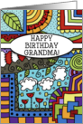 Happy Birthday for Grandma-Zen, tangle, doodle Colorful Pattern card