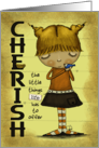 Young Girl with Bird Happy Birthday for Granddaughter Cherish card