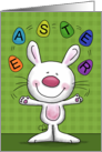 Bunny Juggles Easter Eggs Happy Easter card