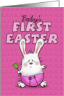 Baby’s First Easter for Girl Bunny Rabbit in Pink Diaper card