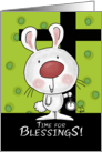 Happy Easter Bunny with Pocket Watch Time for Blessings card