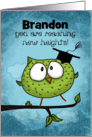 Customizable Name for Brandon Graduation Congratulations Owl with Cap card