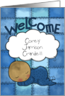 Customizable Congratulations on New Baby Boy Welcome Baby on Quilt card