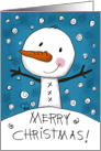 Merry Christmas Snowman in Falling Snow card