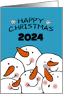 Customizable Year Happy Christmas 2024 Group of Snowman Friends card