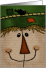 Happy Thanksgiving Scarecrow Face with Words of Gratitude and Crow card