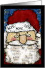 Merry Christmas Digital Mixed Media Santa Face card