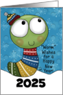 Customizable Year Happy New Year 2024 Worm Wishes Worm in Sweater card