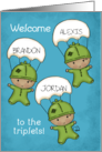 Customizable Names Congrats Baby Triplets Unisex Babies and Parachutes card