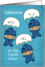 Customizable Names Congrats Baby Triplets Boy Babies with Parachutes card