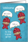 Customizable Names Congrats Baby Triplets Girl Babies with Parachutes card