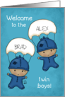 Customizable Names Congrats Baby Twins Boy Babies with Parachutes card