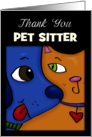 Customizable Thank You to Pet Sitter Dog and Cat Design card