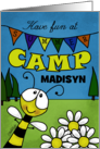 Customizable Thinking of You Summer Camp for Madisyn Bee and Banner card