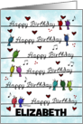 Customizable Name Happy Birthday for Elizabeth Colorful Songbirds card