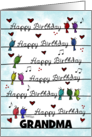 Customizable Happy Birthday for Grandma Colorful Songbirds card