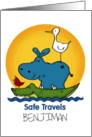 Customizable Safe Travels Going on a Cruise Hippo Birds and Crocodile card