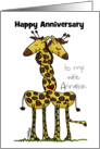 Customizable Name Happy Anniversary to Wife Annalise Wound Up Giraffes card