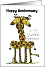 Customizable Name Anniversary for Husband Garrison Wound Up Giraffes card