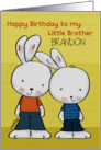 Customizable Name Happy Birthday to Little Brother Brandon Two Bunnies card