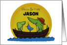 Customizable Name Happy Birthday Little Brother Jason Two Crocodiles card