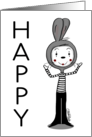 Happy Birthday Bunny Mime With Happy Face card