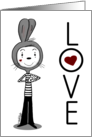 Happy Anniversary For Wife LOVE Bunny Mime with Heart Hands card