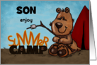 Customized Summer Camp Thinking of You for Son Camping Bear card
