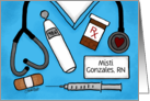 Customized Name Happy Birthday for Nurse Medical Implements card