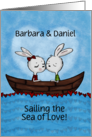 Customized Happy Anniversary to Barbara Daniel Bunnies Sea of Love card