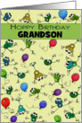 Customized Happy Birthday for Grandson Collage of Jumping Frogs card