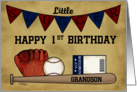 Customized Happy First Birthday for Grandson Baseball Theme card