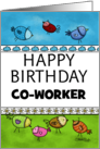 Customized Happy Birthday for Co-Worker Flock of Whimsical Birds card