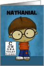 Customize Name Congratulations Getting Glasses Little Boy Nathanial card